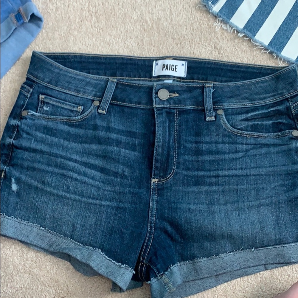 Paige Dark Wash Jean Shorts